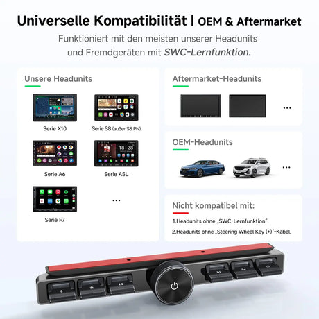 ATOTO AC-44F20 Kabellose Autoradio Fernbedienung mit Beleuchteten Tasten, Flexibler Halterung & Anpassbarer Taste, Kompatibel mit A6, A5L, S8 (außer S8 PN), X10, V10 und den Meisten SWC-Lernfähigen Modellen