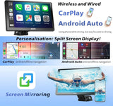 2+32G Android Portable CarPlay Car Stereo, Wireless Car Play Android Auto Screen for Car with GPS Navigation WiFi, Dual Bluetooth, USB Tethering, SWC, Rear View Camera, P907SD-S2