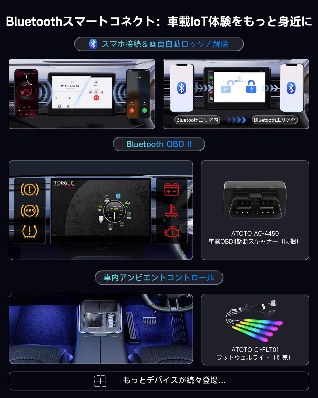ATOTO CarWave CB4B ワイヤレスアダプター | CarPlayアダプター & OBD2スキャナー搭載 | AI ChatGPT搭載 | 車載ビデオストリーミング (YouTube・Netflix対応) | iPhone & Android Auto対応 | デュアルWiFi | プラグ＆プレイ | CB4Bアップグレード