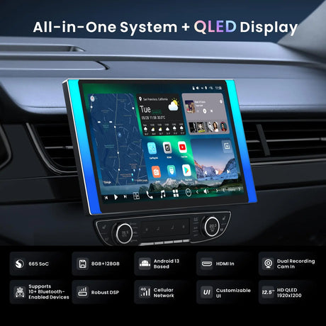 ATOTO X10G225E 12.5" QLED Double Din Car Stereo, AI Android, 8G+128G, 4G LTE, Wireless CarPlay & Android Auto, Dual Bluetooth & WiFi, 7.1.2 Channel Audio, Hi-Volt RCA, 36-Band EQ, HDMI Input