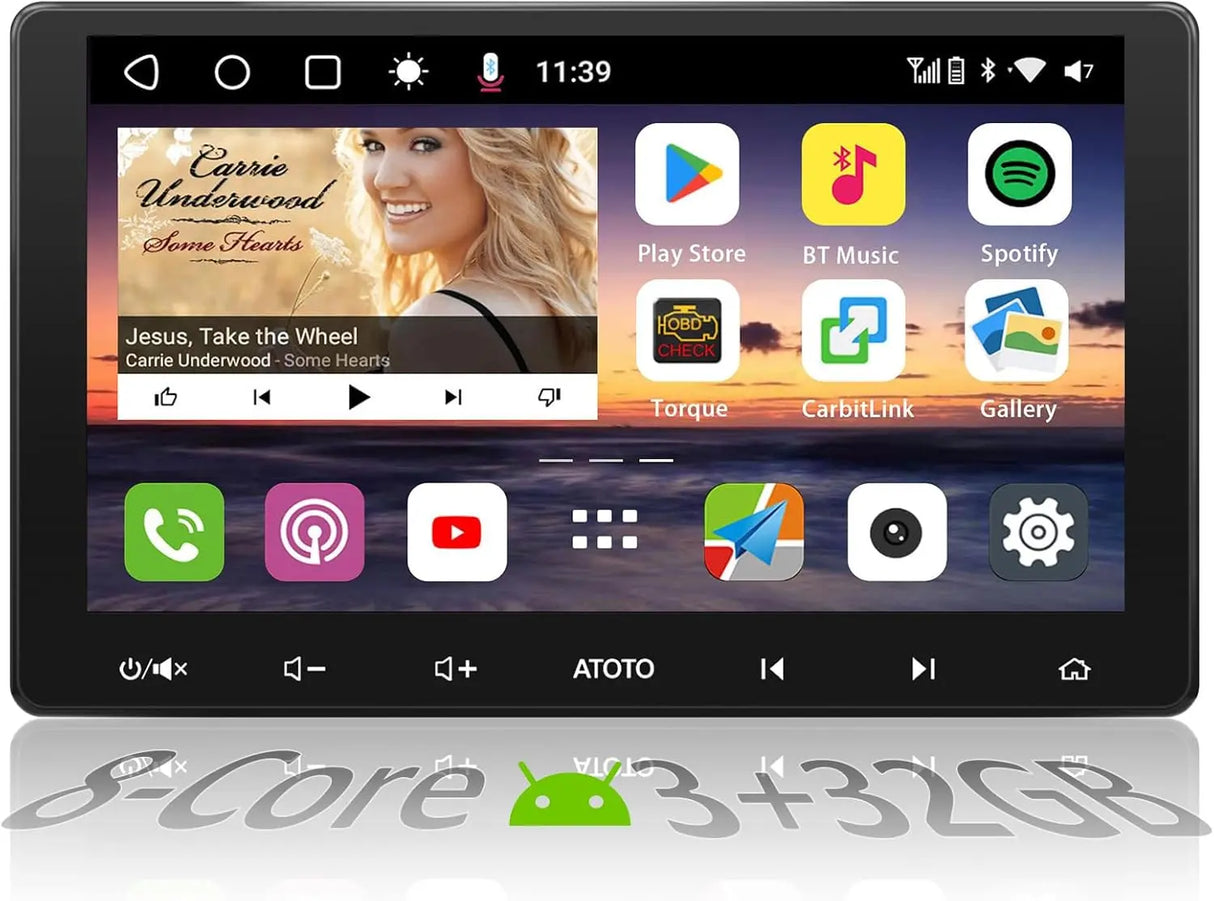 ATOTO S8G2114PM 2nd Gen Android Car Stereo with 10.1" QLED Display, Dual Bluetooth and Wi-Fi, Speed Compensated Volume Control, 6 Touch Gestures, and USB Tethering