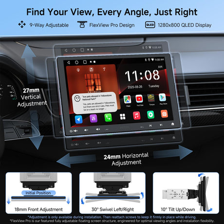 ATOTO A5LG110T 10.1" Android Single & Double Din Car Stereo with Backup Camera & OBD2 Scanner, 2G+32G Wireless CarPlay Android Auto Floating QLED Touchscreen Car Radio, LRV