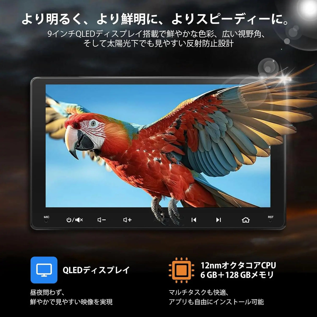 ATOTO S8UN 9インチ ディスプレイオーディオ 前後カメラ付 CarPlay 4G内蔵