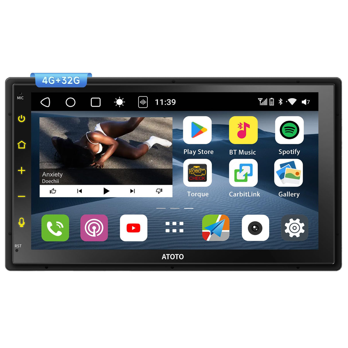 ATOTO S8 Android Double Din Car Stereo, Wireless CarPlay & Android Auto, Built-in 4G LTE, Dual Bluetooth, 7" QLED Display, LRV, SCVC, GPS Tracking, 4G+32G, S8G2B74MS