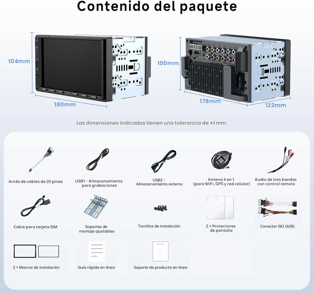 ATOTO X10G2A7E Radio 2 DIN Android 7" Navegación Integrada, 8GB+128GB, CarPlay y Android Auto Inalámbricos, ChatGPT AI, 4G LTE, Doble Teléfono, Bluetooth