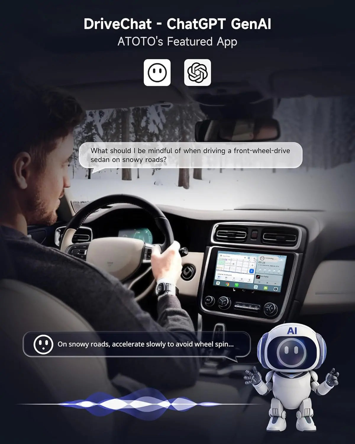 ATOTO CB6C Kabelloser CarPlay-Adapter Android 13 KI-Box, 4G LTE, 4 GB + 64 GB, TrackHU GPS &amp; DriveChat KI, Dualband-WLAN, BT 5.0, Plug &amp; Play-Smart-Box 