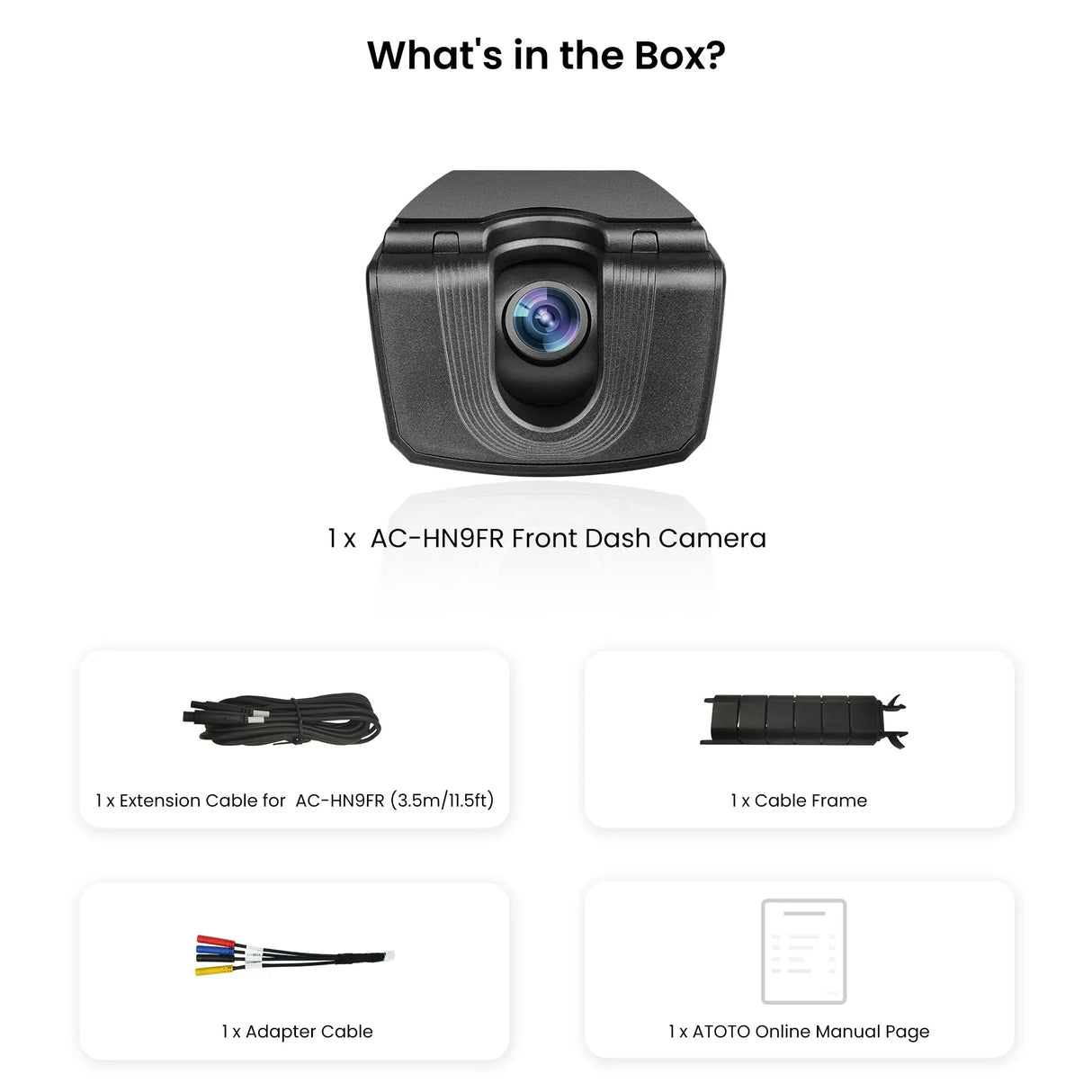 ATOTO AC-HN9FR AHD 1080p Front Dash Camera, 30fps, Starlight Night Vision, WDR, 136° Wide-Angle, G-Sensor, Parking Mode, Loop Recording, GPS Track Playback – Only for V10 Series