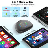 ATOTO CarWave CB6D wireless CarPlay adapter Magic Box CarPlay Video Box - Wireless CarPlay/Android Auto/Android 13 OS, 8GB+128GB, 4G LTE, WiFi, Dual Bluetooth, GPS, YouTube/Netflix Support, microSD, OTA, Black