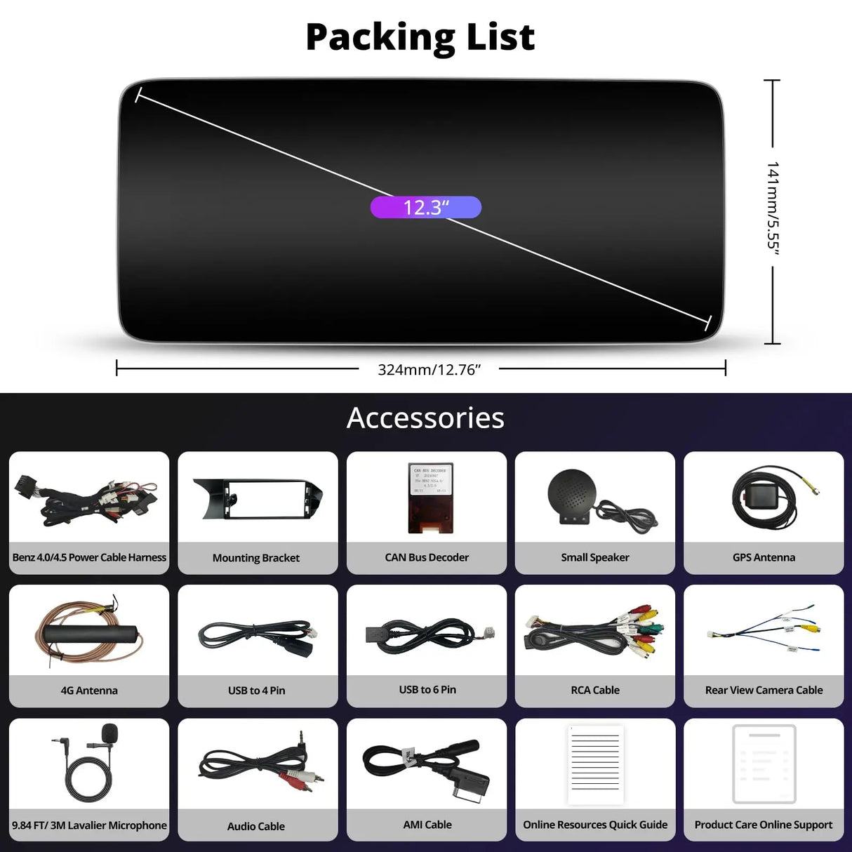 ATOTO S8MBCC4R12C8PN 12.3" Car Stereo, Wireless CarPlay & Android Auto, GPS Navigation, AI DriveChat, 4G LTE, Dual Bluetooth, Keep Original Function, Compatible with Mercedes Benz C-Class W204 (2011-2014) NTG 4.5/4.7