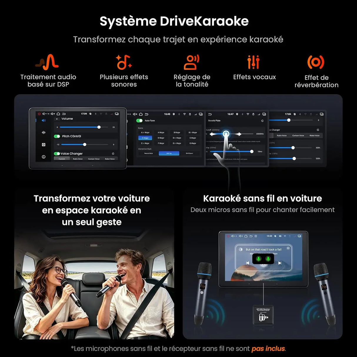 ATOTOEXCEL V10 10.1 Pouces 2 DIN & 1 DIN Autoradio Android, 6G+128G, 4G LTE/Wi-FI, Karaoké embarqué,DVR 4 canaux,DSP 32 Bandes,CarPlay&Android Auto sans Fil, BLuetooth5.4 Con aptX HD, Suivi GPS