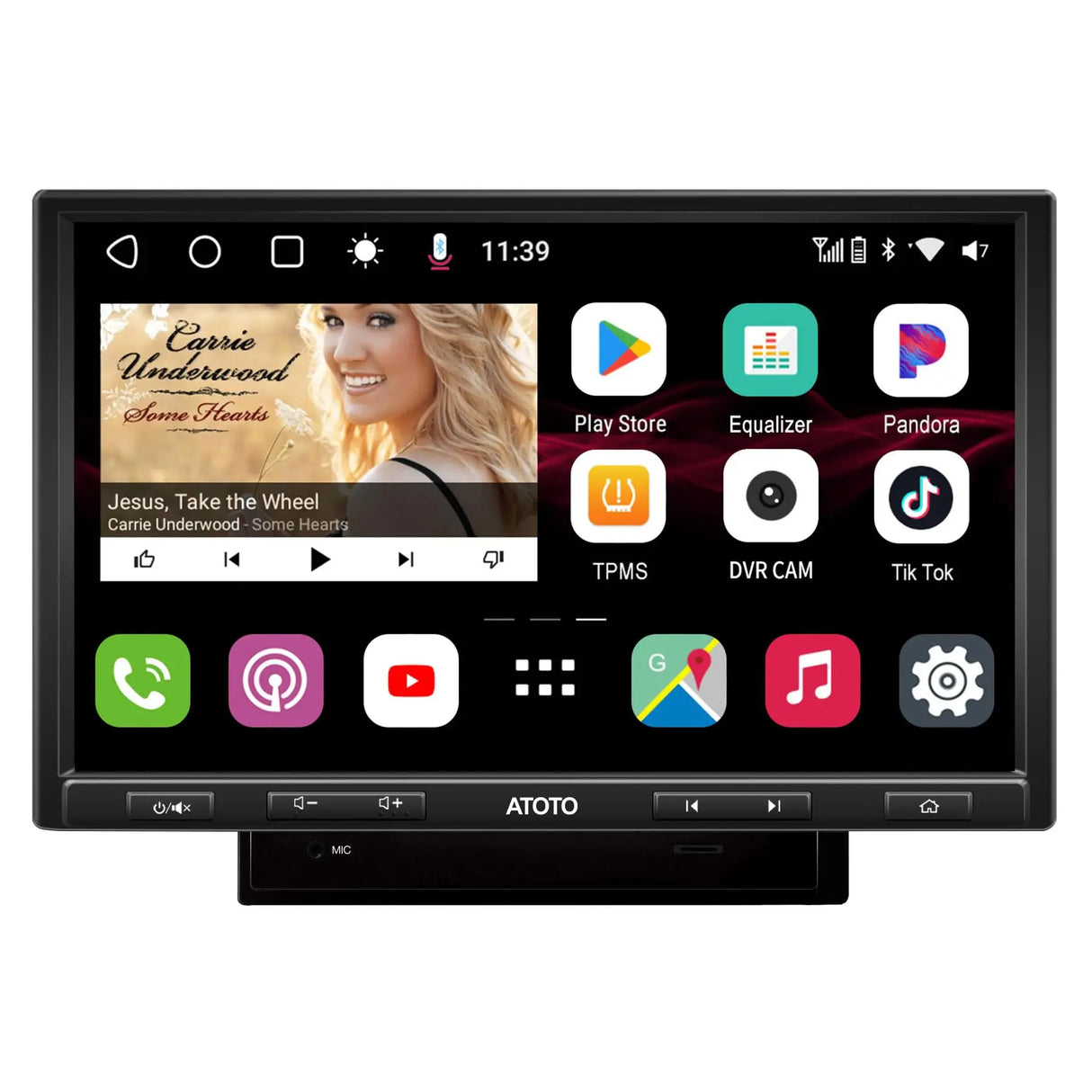 ATOTO S8G2104PR 2 DIN Autoradio mit 10" QLED Display, Wireless CarPlay und Android Auto, Dual Bluetooth mit aptX HD, USB-Tethering, Splitscreen, VSV &amp; LRV, integriertes 4G Modem