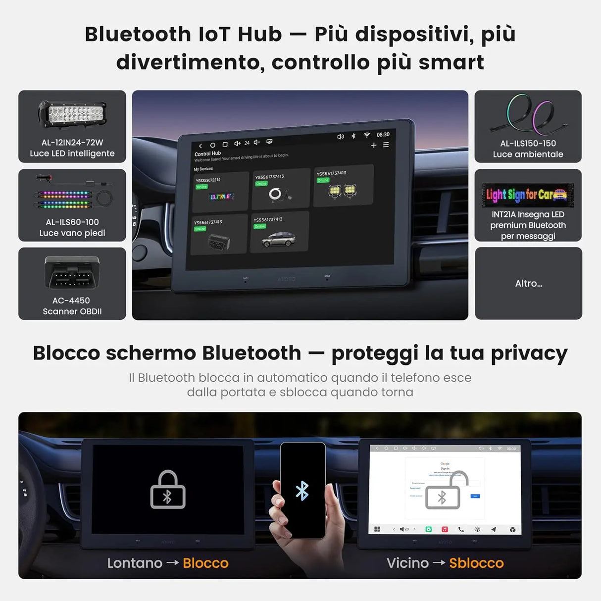 ATOTO S84G211P-S01 10,1 Pollici QLED Android Autoradio Doppio DIN, CarPlay e Android Auto wireless, 4G LTE, WiFi/USB-Tethering, Hi-Fi DSP con pre-uscita 4V, con telecamera per la retromarcia, 4G+64G