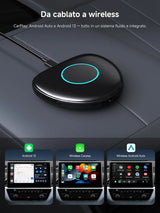 ATOTO CB6 Adattatore CarPlay Wireless – Boîtier CarPlay IA , 8GB+128GB Dispositivo Streaming per Auto con 4G, Wi-Fi, Doppio Bluetooth, USB, GPS Integrato, Assistente IA, Espansione microSD, OTA