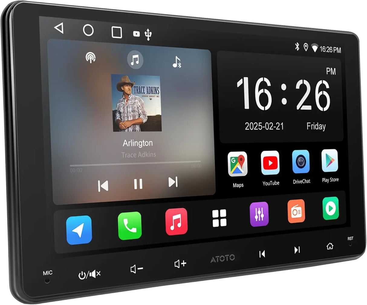 ATOTO A5LG209T 9" Double DIN Android Car Stereo – Wireless CarPlay & Android Auto, Wi-Fi/Bluetooth/USB, GPS Tracking, 24-Band EQ & DSP, MirrorLink, 2G+32G