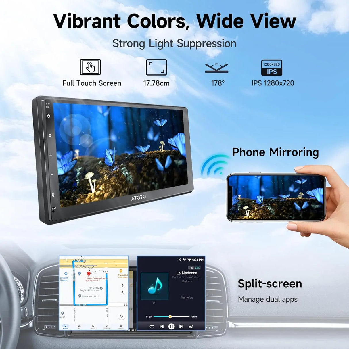7 inch 2Din Android Car Multimedia Player Carplay Screen Android Auto Bluetooth Radio Double 2 Din Car Stereo A5 A5L Atotozone