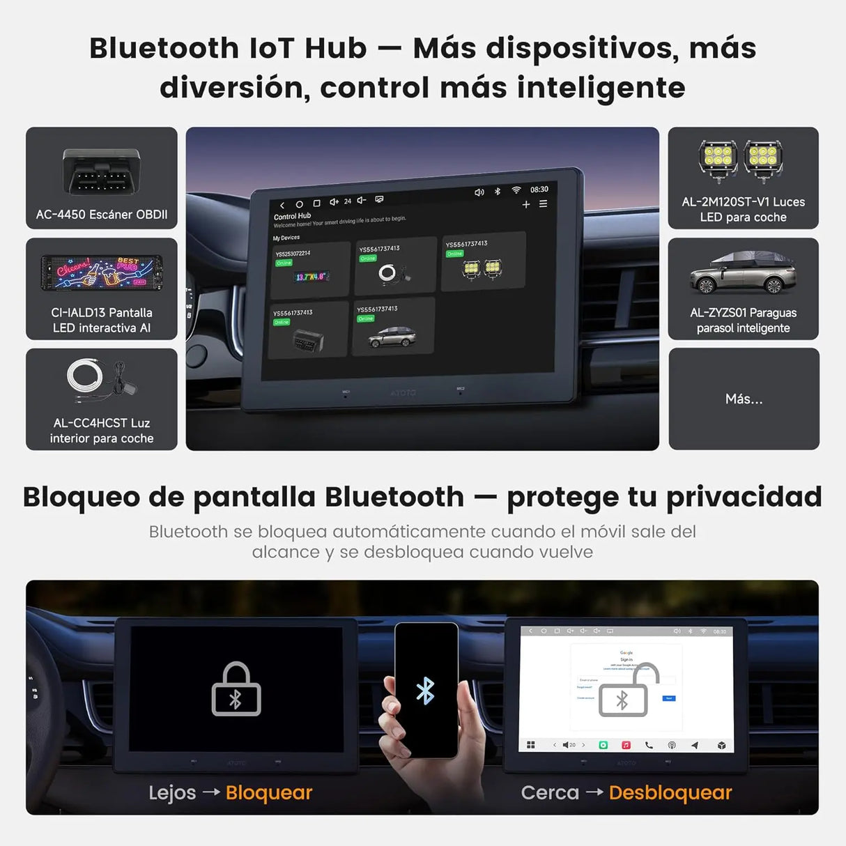 ATOTO A7G209PKL 9" QLED Autoradio Android 2 DIN, Wireless CarPlay & Android Auto, Hi‑Fi DSP con 4V Pre‑Outs, WiFi/BT Tethering, Rastreo GPS, Chat IA