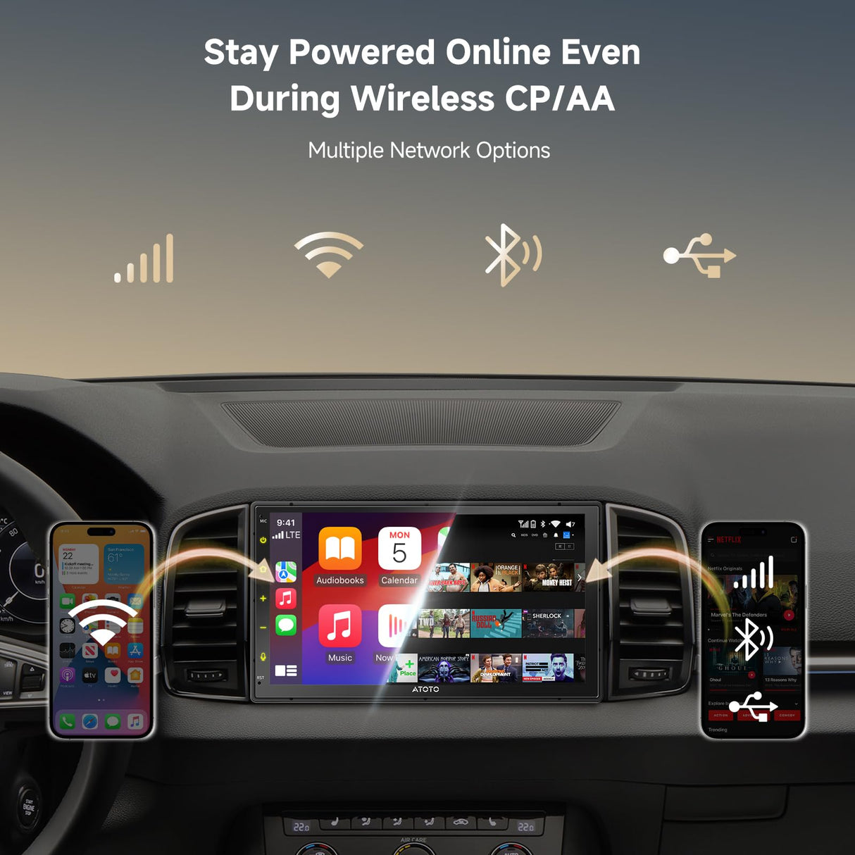 ATOTO S8 Ultra 7 Zoll Armaturenbrett-Einbau-Videogeräte & Navigation, Kabelloses CarPlay & Android Auto, 2 Bluetooth mit aptX HD, Gestenoperation, VSV & LRV, Eingebautes 4G-Mobilfunkmodem, S8G2A78UL-A