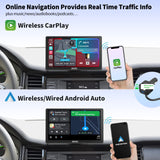 ATOTO Portable Wireless Carplay Android Auto Screen, 7 Inch QLED Glare-Suppressing Car Play Screen with WDR & Auto Dimmer, Steering Wheel Control, GPS BT AUX, P807SD-RM