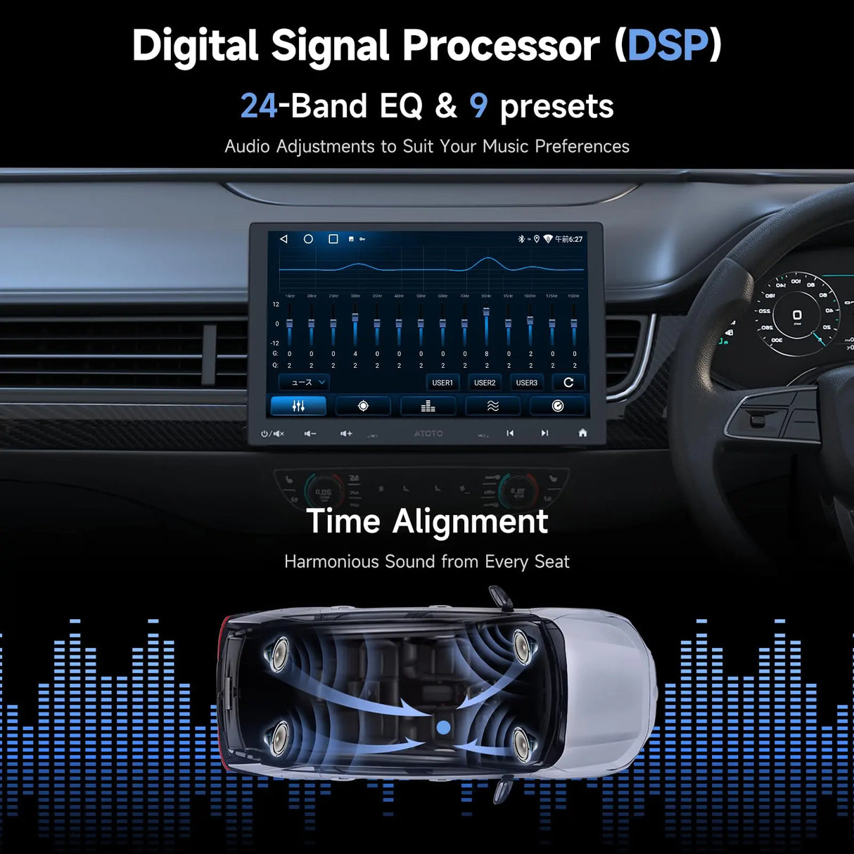 ATOTO A5LG110T Autoradio 1 DIN/2 DIN Android 10" con schermo fluttuante, telecamera posteriore, CarPlay e Android Auto senza fili, tethering WiFi/BT/USB, MirrorLink, DSP, FM/RDS, 2G+32G