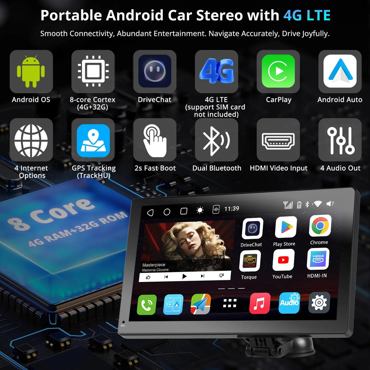 ATOTO P9 9インチQLEDポータブルナビ｜リアカメラ付き・ワイヤレス