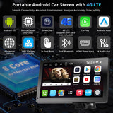 ATOTO P9 9インチポータブルナビ リアカメラ付き、4G LTE対応、ワイヤレスAndroid Auto/CarPlay、4G+32G、1280×720 QLEDディスプレイ、Bluetooth、GPS、HDMI、4音声出力