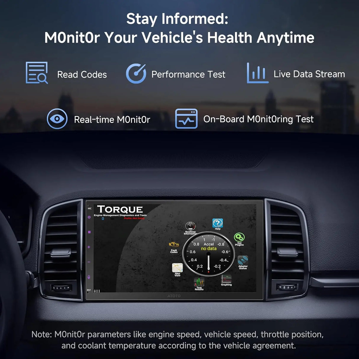 ATOTO A5LG2B7T 7" Double DIN Android Car Stereo with OBD2 Scanner, Wireless CarPlay & Android Auto, DSP, 24B EQ, WiFi/Bluetooth/USB, 4×45W Amp, 2G+32G