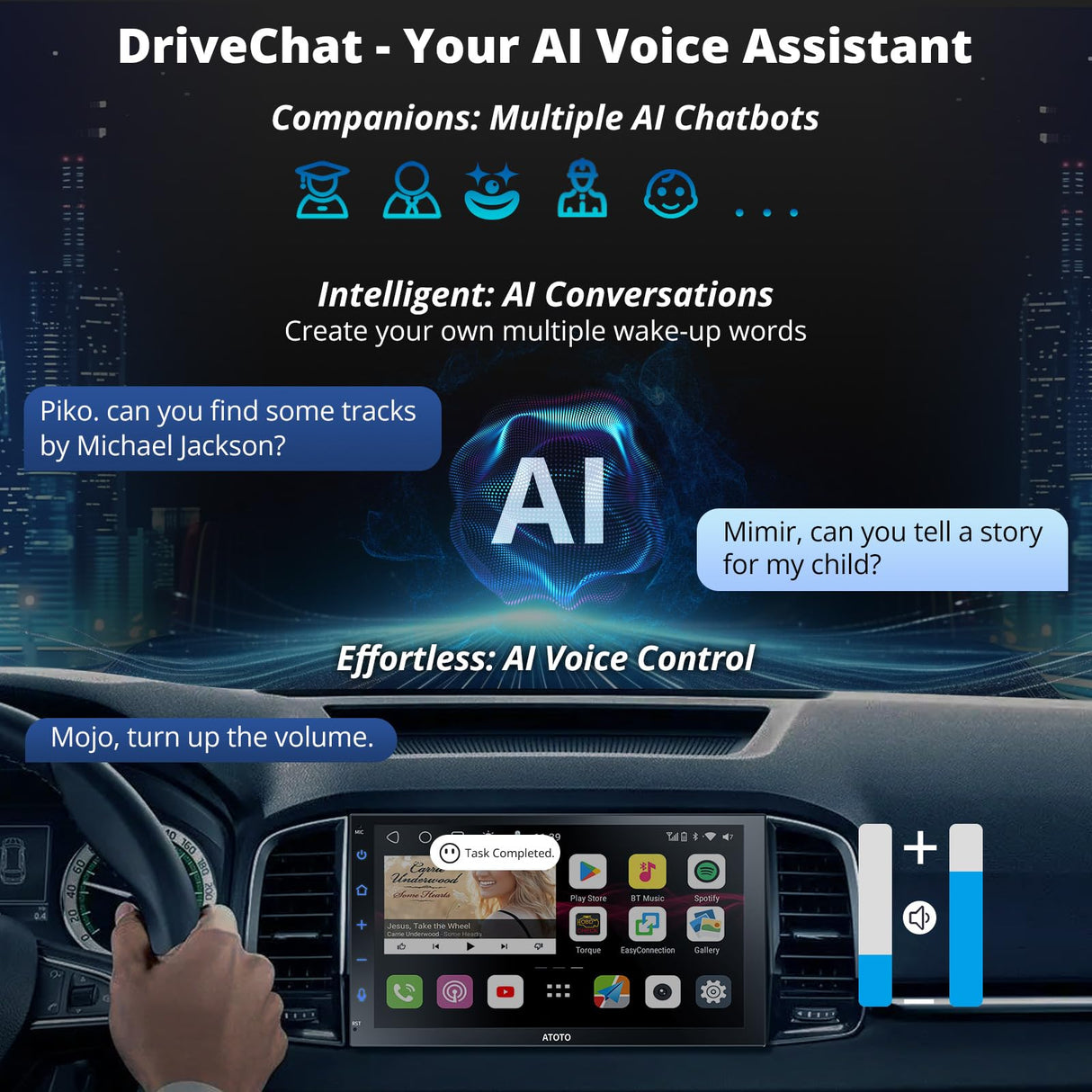 ATOTO S8 4G+32G Radio 2 DIN Android, CarPlay y Android Auto Inalámbrico, Pantalla Táctil QLED de 7 Pulgadas Autoradio con 4G LTE, ChatGPT, GPS Navi, WiFi/Dual BT/USB, DSP, LRV, SCVC, S8G2B74MS