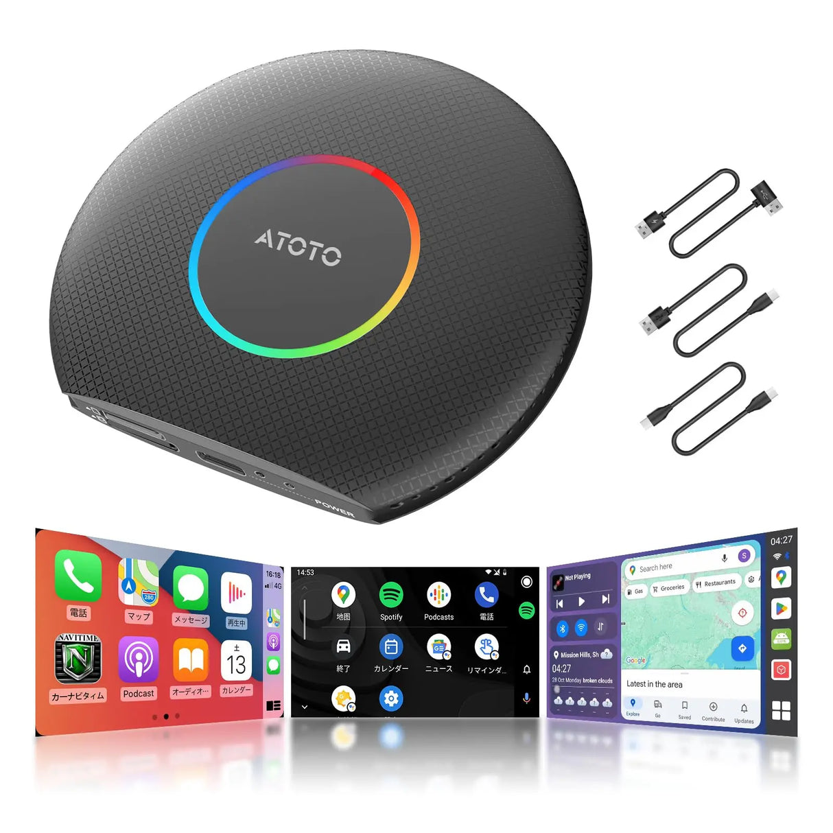ATOTO CB6 ワイヤレスCarPlay Android Autoアダプター | AIボックス