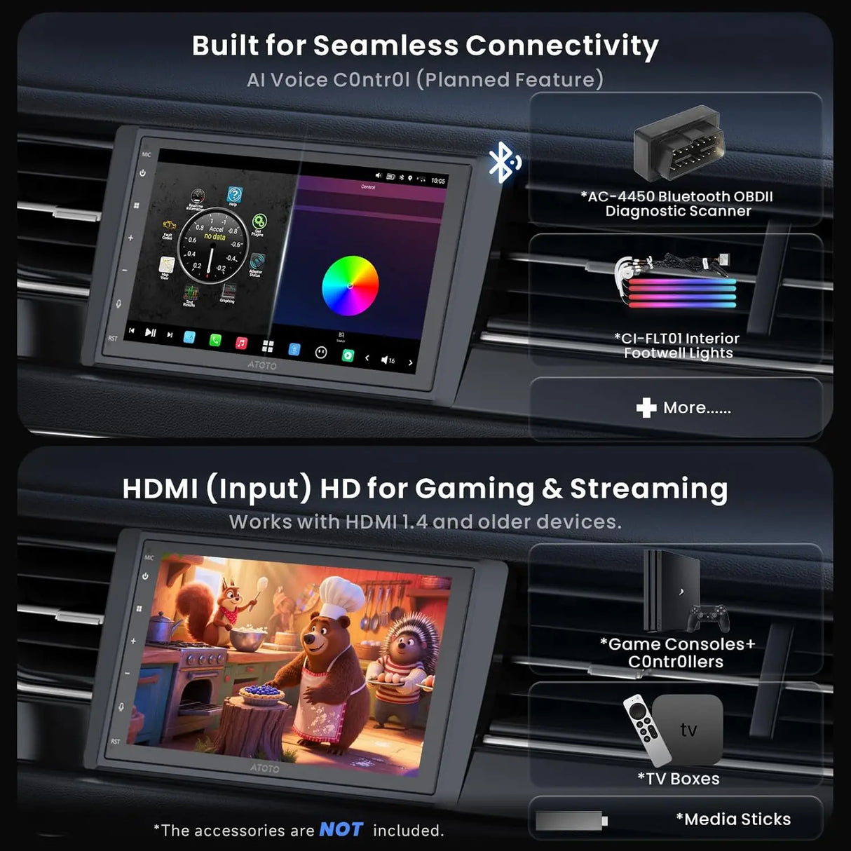 【High-end】ATOTO X10G2B7E 7" Double Din Car Stereo with Front & Rear Cameras, QLED Touchscreen, CarPlay & Android Auto, 4G LTE & WiFi, GPS, 8GB + 128GB TF Card, Dual Bluetooth, DSP Audio Technology