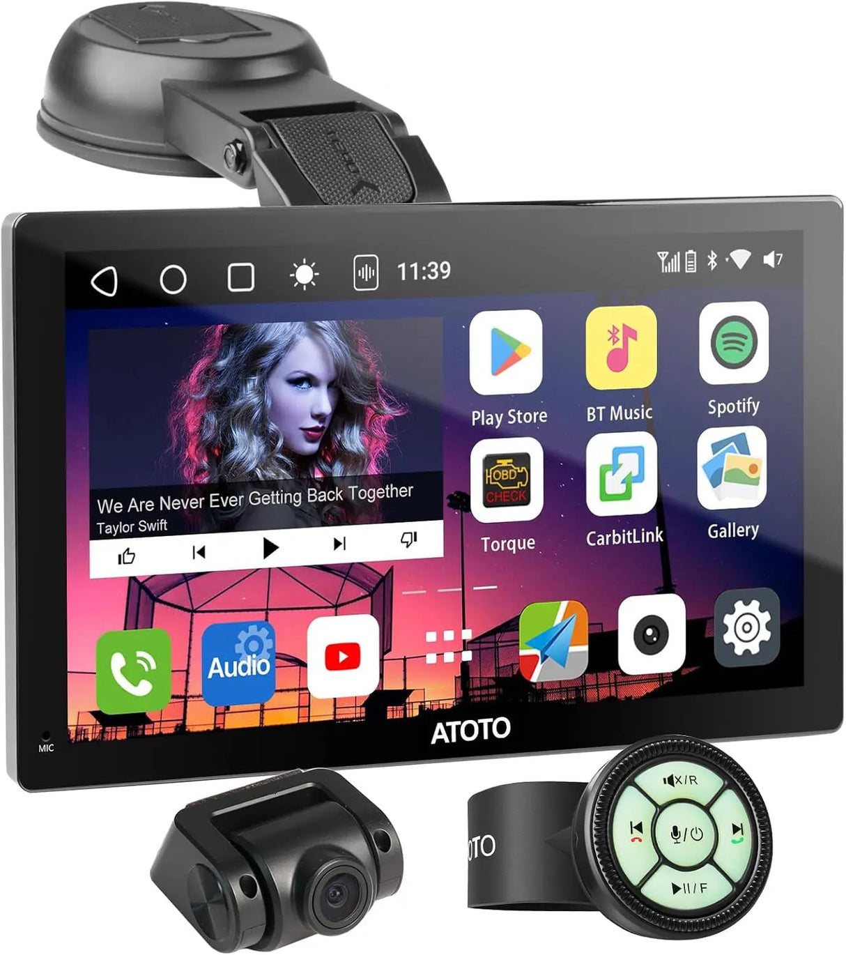ATOTO GPS per Auto con Telecamera di Backup 1080P, Autoradio Portatile 7" QLED, CarPlay Wireless, Android Auto Wireless, Tracciamento GPS, 4G LTE, Ingresso HDMI, 4G+32G, Auto-Dimmer