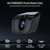 ATOTO AC-FHD02DV Dash Cam FHD 1080P, Angolo 136°, Riproduzione GPS, WDR, Visione Notturna, Parcheggio 24H, G-Sensor, Registrazione in Loop, Protezione Interruzioni, Supporto fino a 128GB, Solo per X10