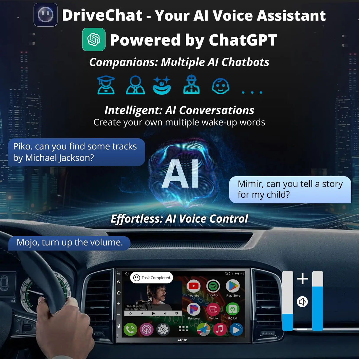 ATOTO A6G2B7PF Radio 2 DIN Android 7" QLED con Cámara de Respaldo y Micrófono, DAB+, CarPlay y Android Auto Inalámbrico, MirrorLink, 2 Bluetooth, Anclaje WiFi/BT/USB, HD LRV