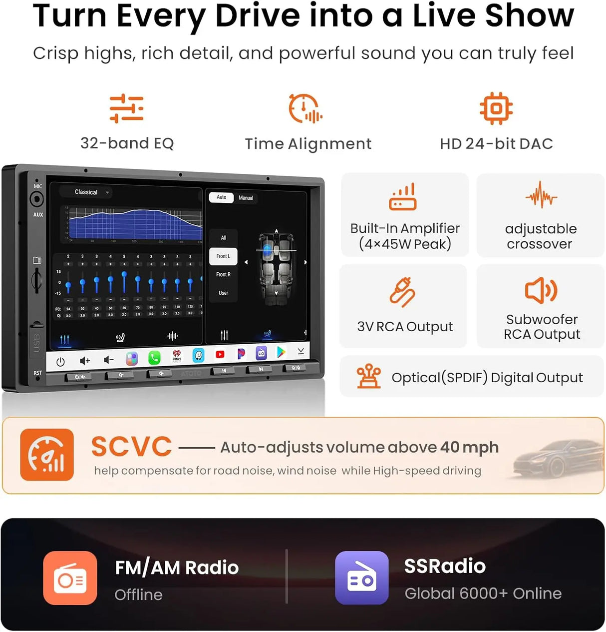 ATOTO S8L 7" Double Din Car Stereo, 4G LTE, Wireless CarPlay & Android Auto