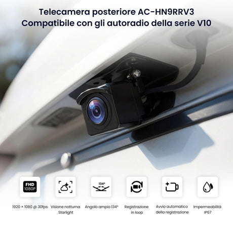 ATOTO AC-HN9RRV3 AHD 1080p Rear Camera, 134° Wide-Angle, Starlight Night Vision, IP67 Waterproof, G-Sensor, Parking Mode, Loop Recording, V10 Series
