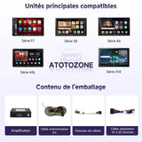 ATOTO CA-AEC122DL Amplificateur Auto Compact 4x60W RMS, 4 Canaux, Classe D TI TPA3221, Câble d’Alimentation 2m, EQ Personnalisable, Compatible avec Autoradios ATOTO