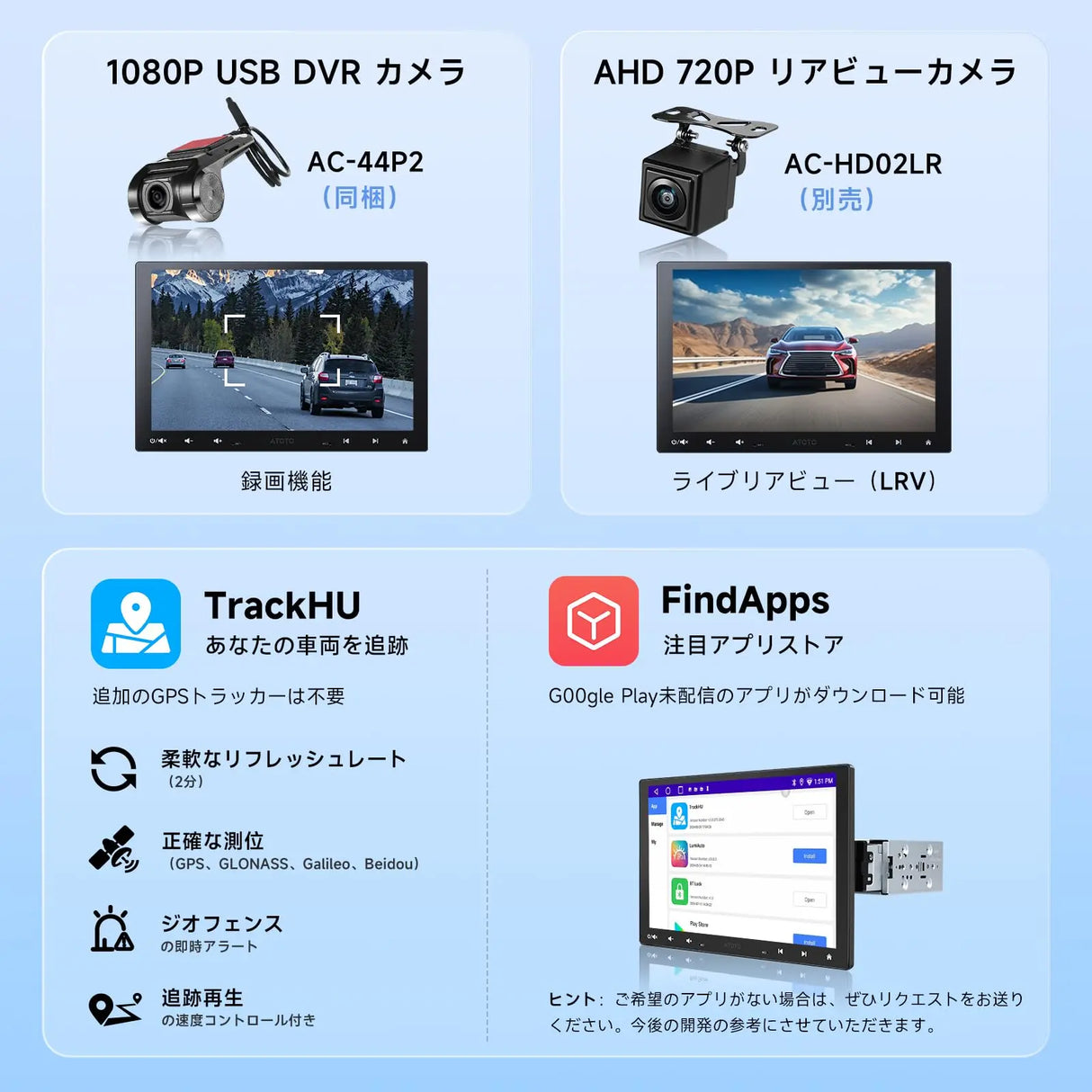 ATOTO A5LG110T 10.1インチ 1＆2DIN ディスプレイオーディオ バックカメラ＆OBD2スキャナー付き、ワイヤレスCarPlay/Android Auto対応 QLEDフローティングタッチスクリーン カーラジオ、WiFi/Bluetooth/LRV搭載