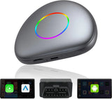 ATOTO CB6 Adaptateur CarPlay Sans Fil avec Mini OBD II – Boîtier CarPlay IA, 8 Go+128 Go Boîtier Streaming Voiture avec 4G, Double Bluetooth, USB, GPS Intégré, Assistant IA, microSD, OTA