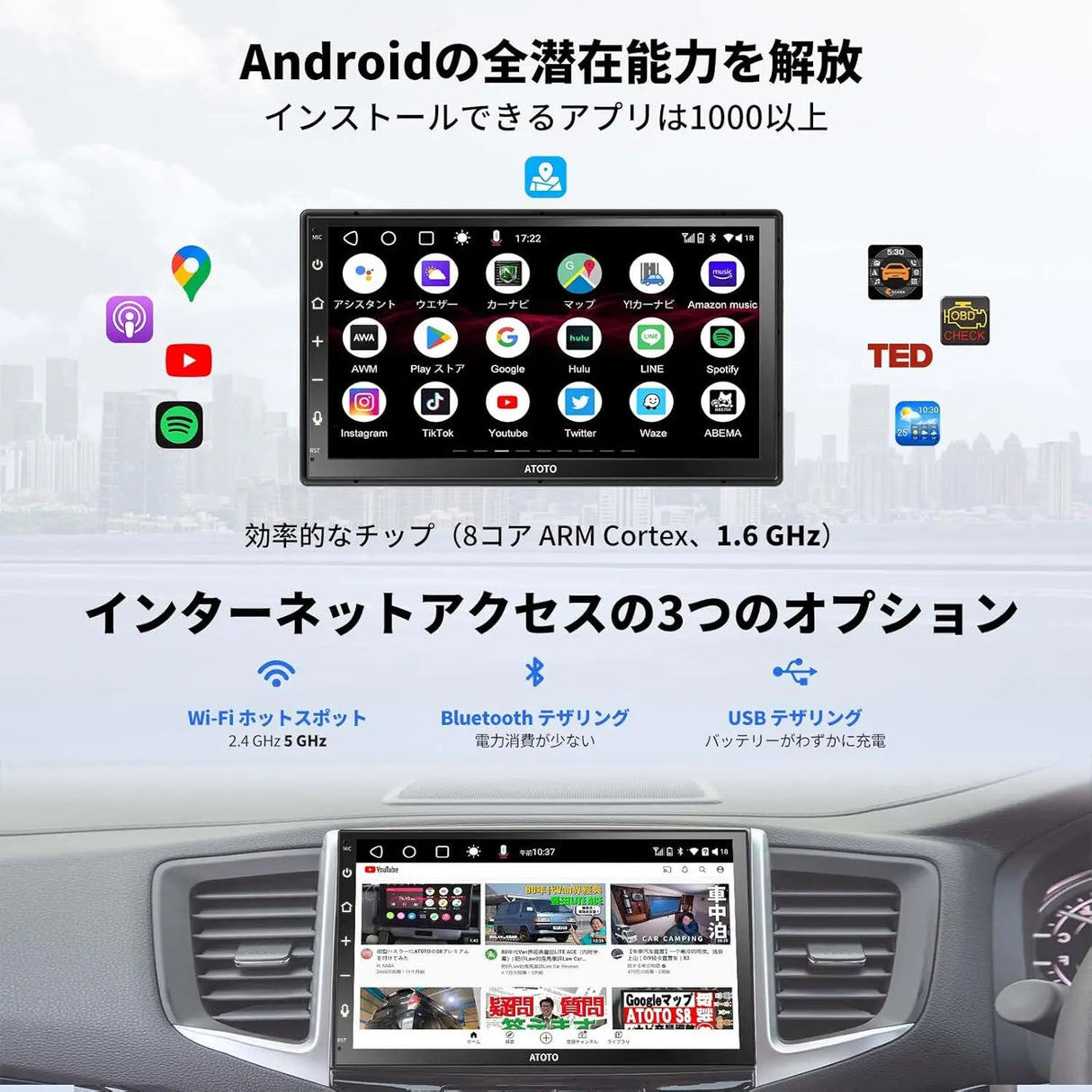ATOTO A6 7インチ 2DIN Android カーナビ ディスプレイオーディオ ATOTO A6 7インチ 2DIN Android カーナビ ディスプレイオーディオ