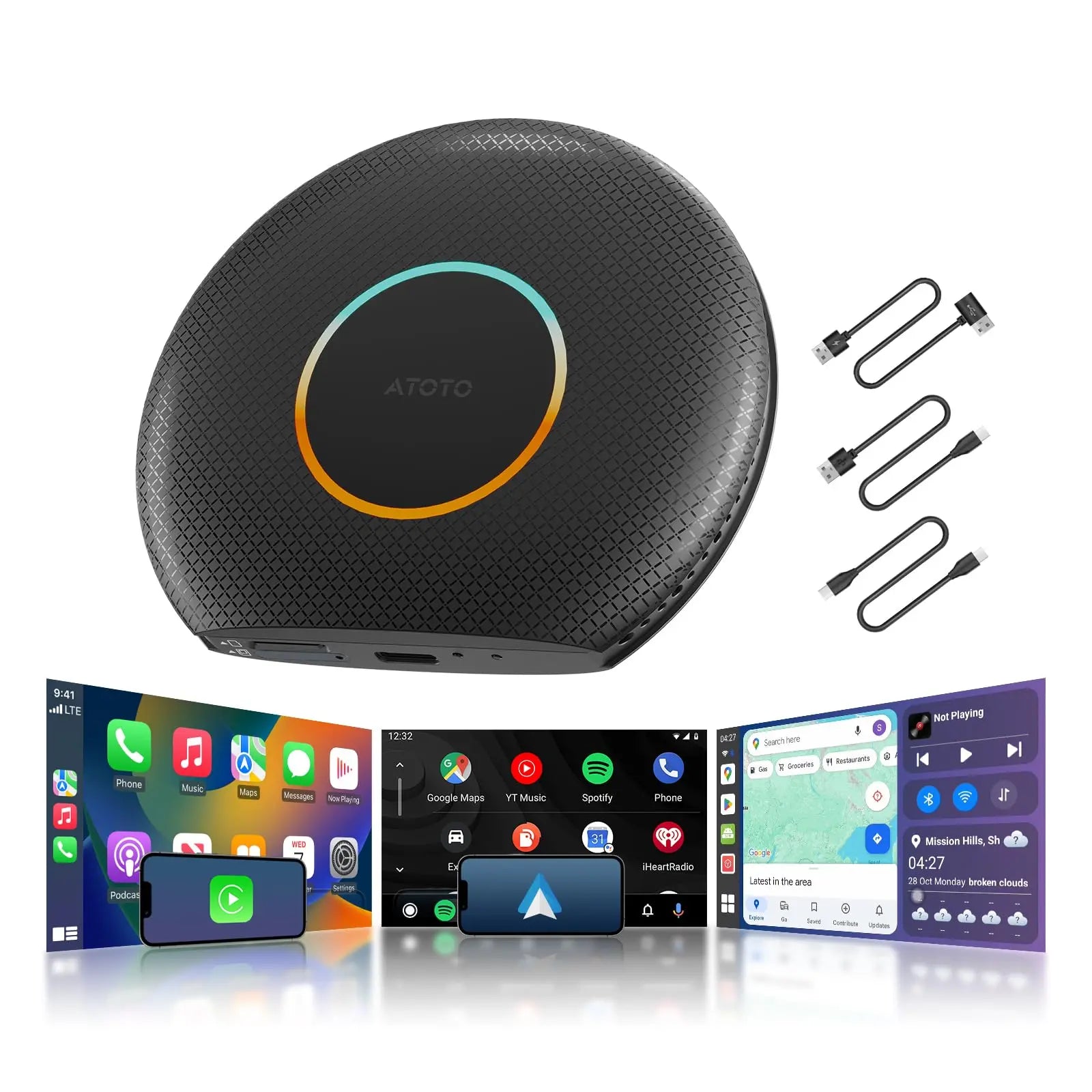 ATOTO CarWave CB6 AI Box (8G+128G) Wireless CarPlay Adapter
