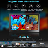 RevcarX Radio Coche Portátil Android, 4G LTE, 7 Pulgada 1024x600 QLED Pantalla Táctil, 4+32G, CarPlay inalámbrico y Android Auto, Pantalla Carplay Coche con Cámara Trasera 1080P, Entrada HDMI