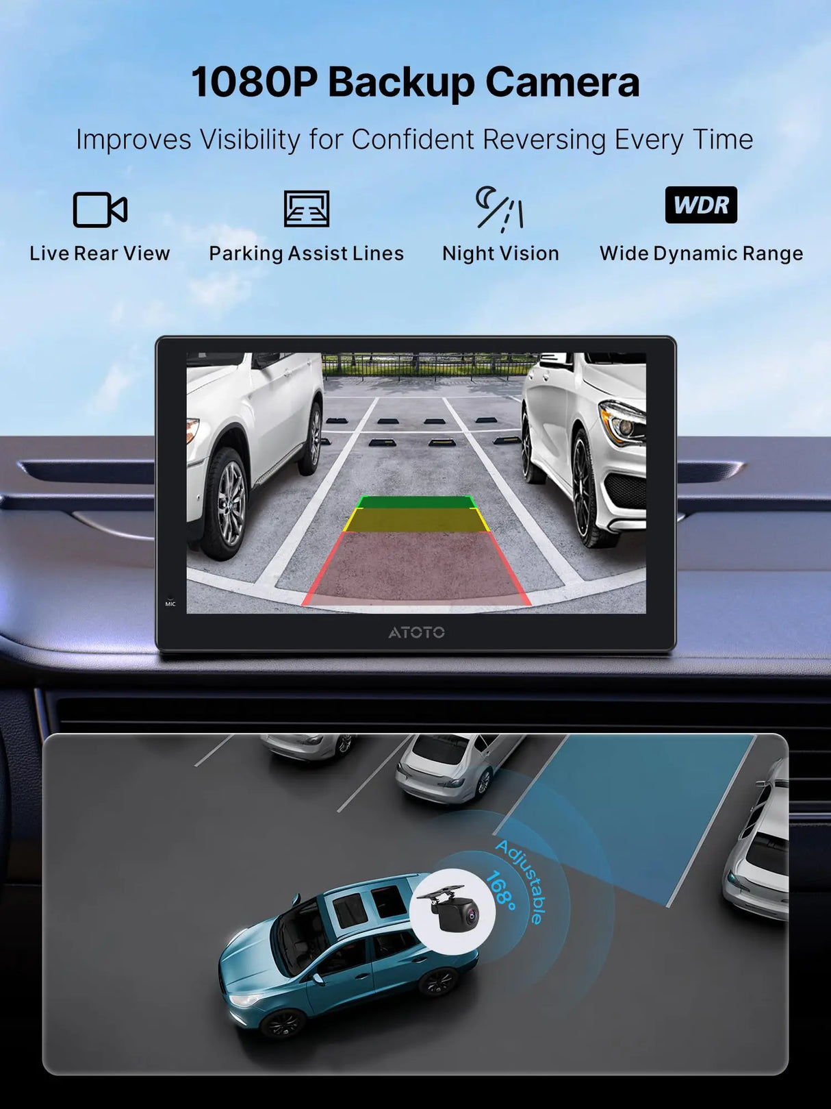 ATOTO P909PR1N-S2 9" QLED Portable Android CarPlay Screen, Wireless CarPlay & Android Auto, Backup Camera, Netflix/YouTube, AI, GPS, Dual BT, MirrorLink, 4G LTE