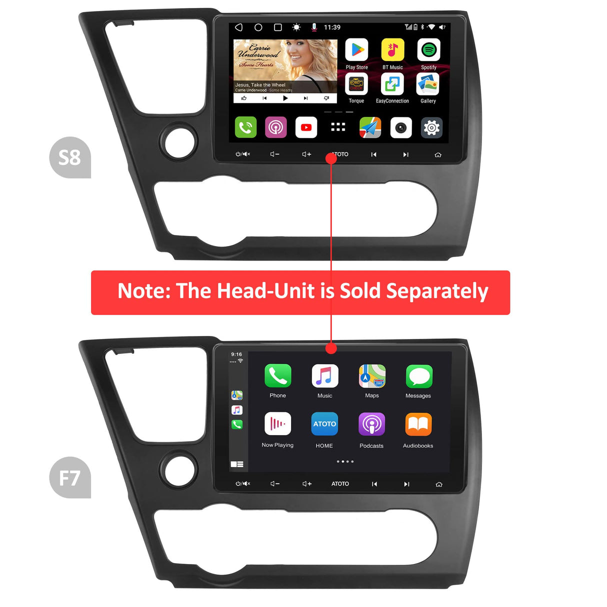 YOFUNG AC-HDCVC05X-ST Installation Mounting Dash Kit for Honda Civic 2013–2015, Only Compatible with ATOTO IAH09D-Style Car Stereo