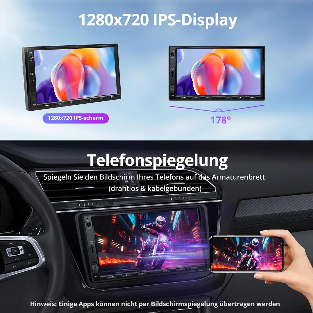 ATOTO A5LVWA7T 7" 2 DIN Autoradio Android mit Navi, kompatibel mit VW/Golf/Polo/Tiguan, Wireless CarPlay &amp; Android Auto, WiFi/BT/USB, 2G+32G, MirrorLink, DSP, FM/AUX/TF