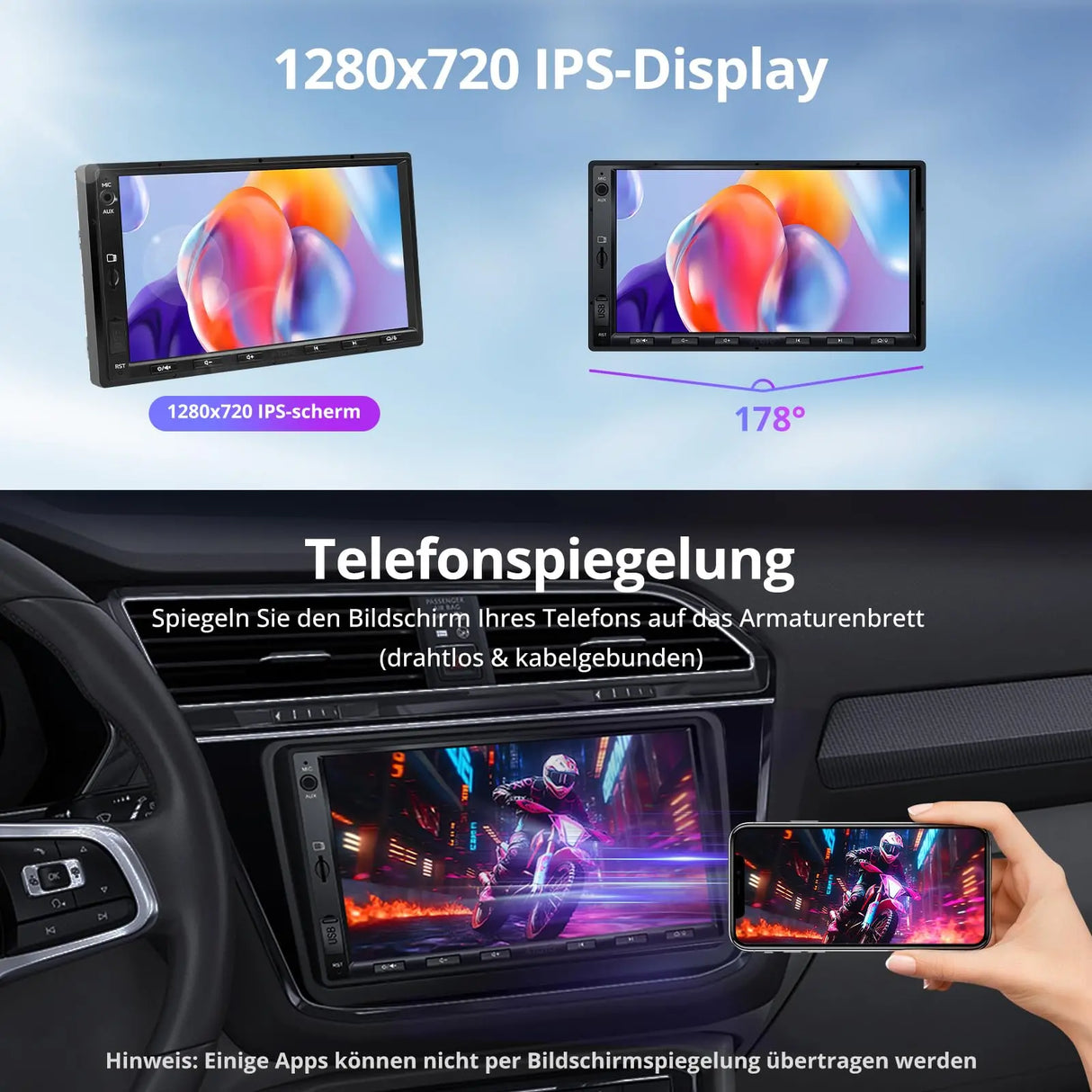 ATOTO A5LVWA7T 7" 2 DIN Autoradio Android mit Navi, kompatibel mit VW/Golf/Polo/Tiguan, Wireless CarPlay &amp; Android Auto, WiFi/BT/USB, 2G+32G, MirrorLink, DSP, FM/AUX/TF