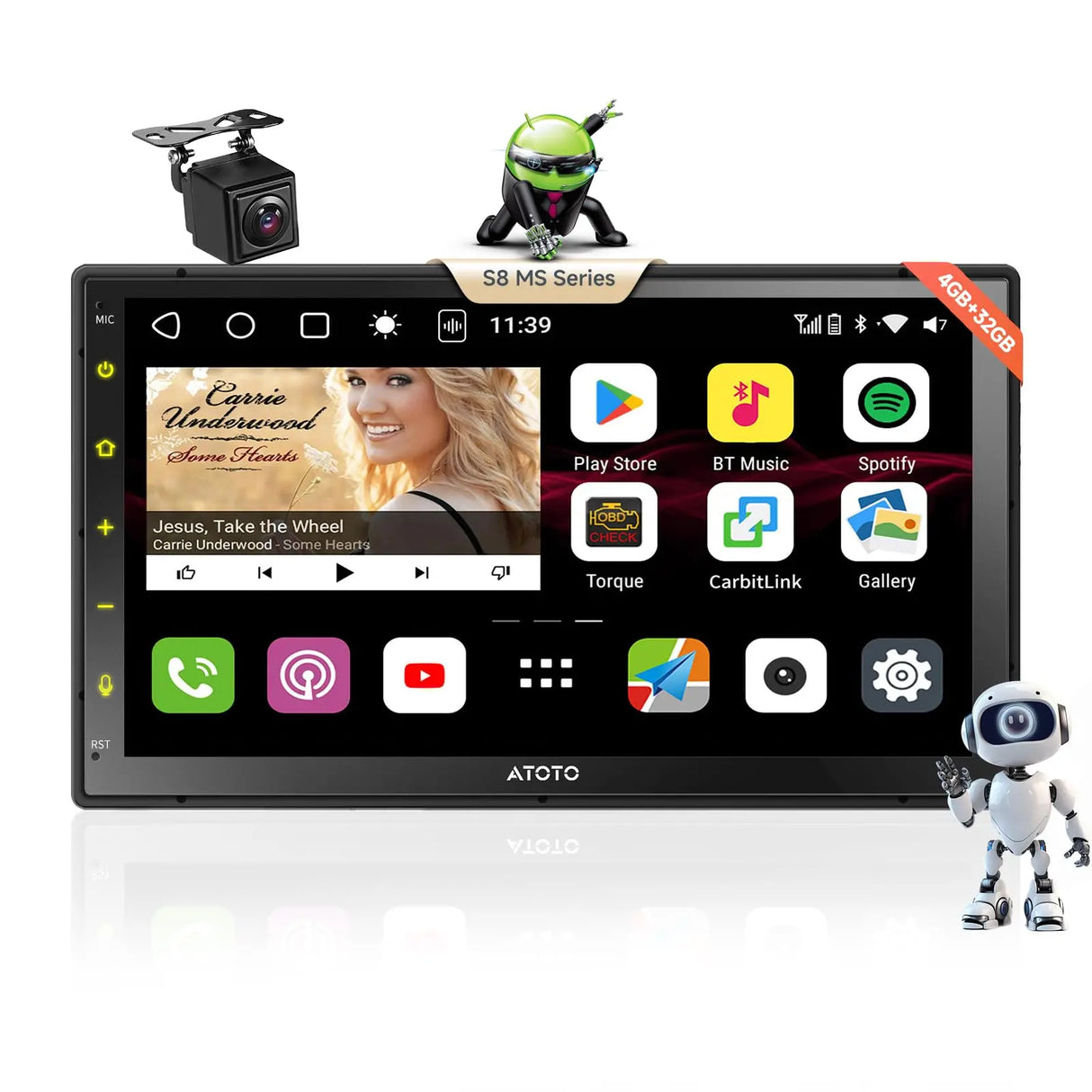 ATOTO S8G2A78UL 7 pollici Autoradio Android con Navigazione, Wireless CarPlay e Android Auto, Doppio Bluetooth con aptX HD, VSV e LRV, Modem 4G integrato