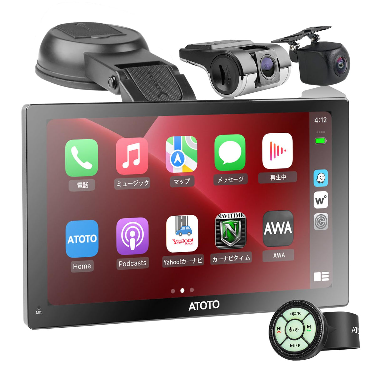 ATOTO P5 ポータブルカーナビ、7インチ QLEDタッチカーステレオ、ワイヤレスCarplay ワイヤレスAndroid Auto、ミラーリンク、Bluetooth、1080pフロント＆リアビューカメラ搭載、オートディマー、ステアリングホイールコントロール、AUX/FM出力、P507SD-S31