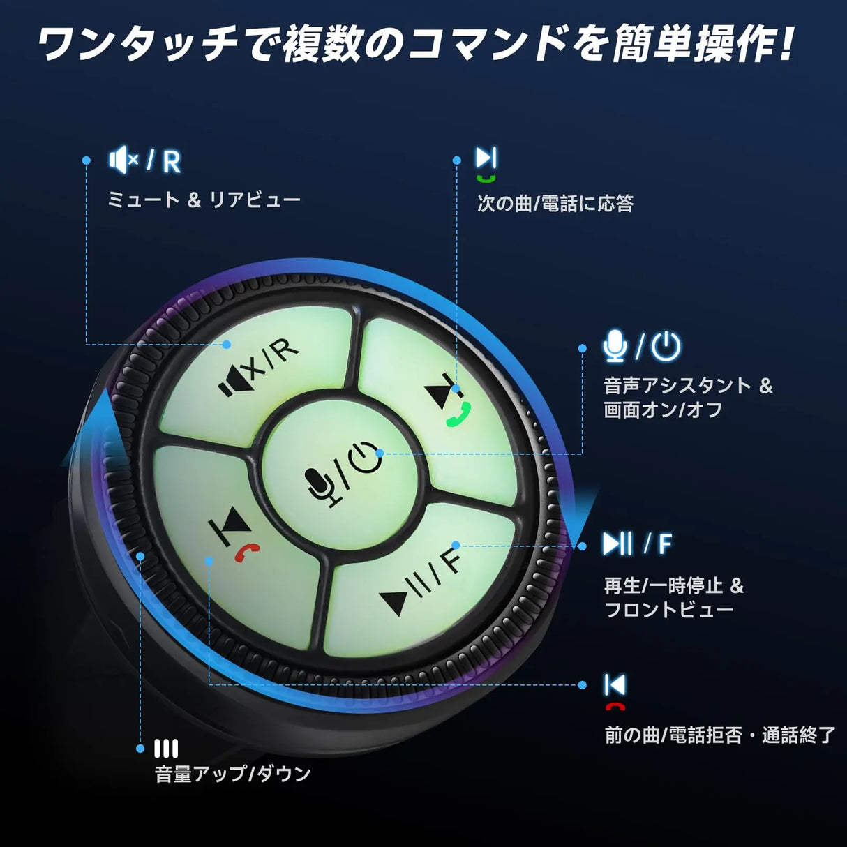 ATOTO AC-44F60 腕時計型ワイヤレスリモコン｜音声コマンド対応・発光キー・ABS+PC素材（-45℃～85℃）｜X10専用・簡単設置