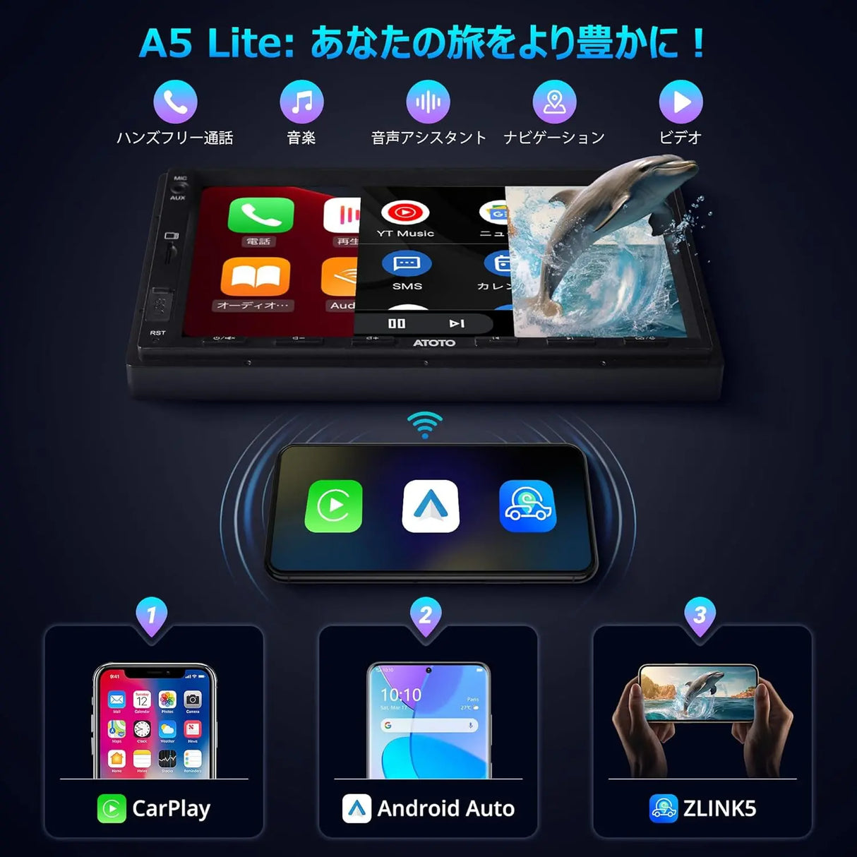 ATOTO A5L 2Din ディスプレイオーディオ 7型 ドラレコ付 無線CarPlay ATOTO A5L 2Din ディスプレイオーディオ 7型 ドラレコ付 無線CarPlay