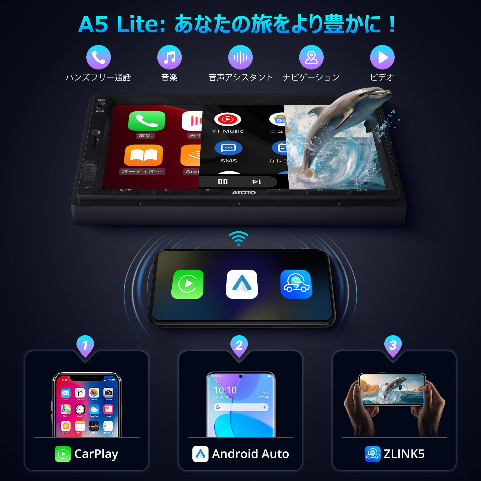 ATOTO A5L 2Din ディスプレイオーディオ 7型 ドラレコ付 無線