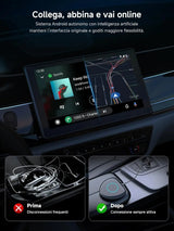 ATOTO CB6 Adattatore CarPlay Wireless – Boîtier CarPlay IA , 8GB+128GB Dispositivo Streaming per Auto con 4G, Wi-Fi, Doppio Bluetooth, USB, GPS Integrato, Assistente IA, Espansione microSD, OTA